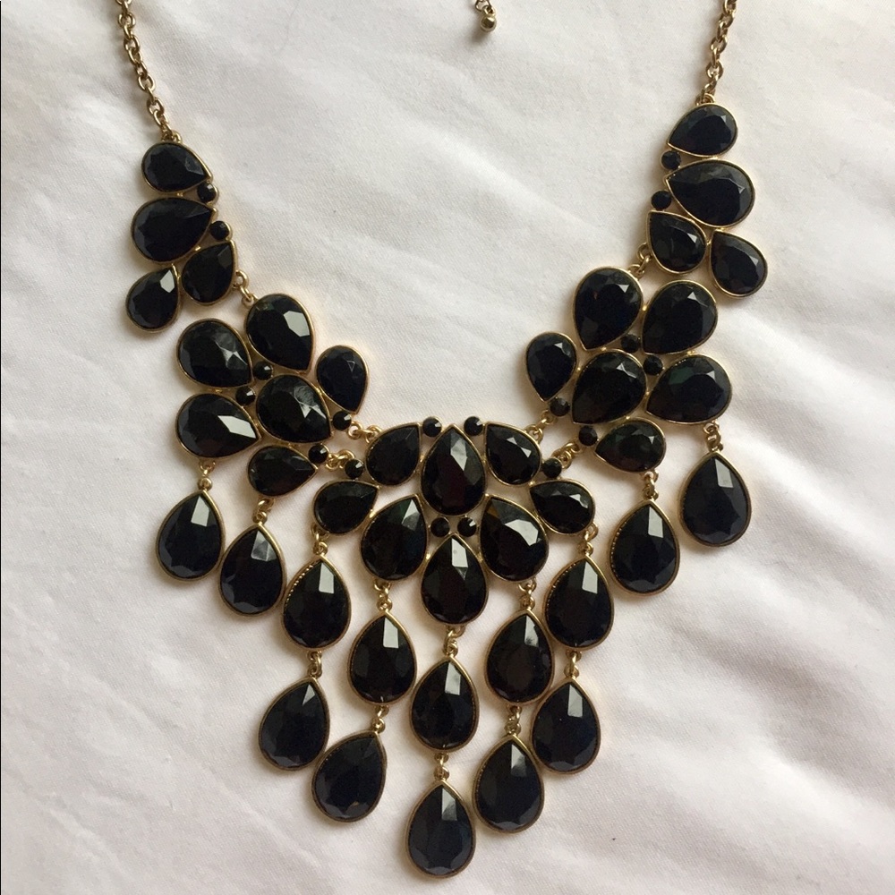 Black Jewel Bib Statement Necklace